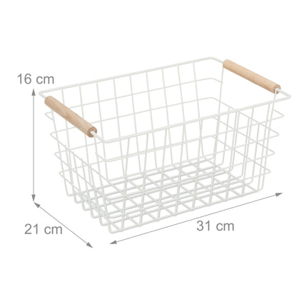 Wire basket with wooden handle
