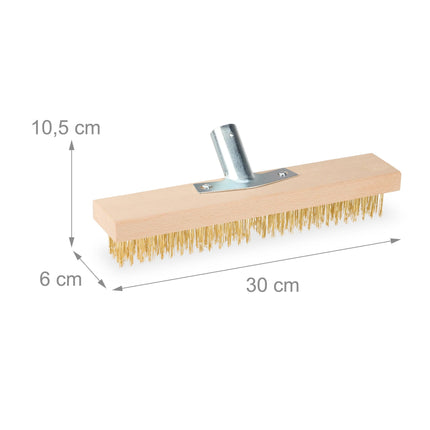 Wire broom with steel brush in set of 2