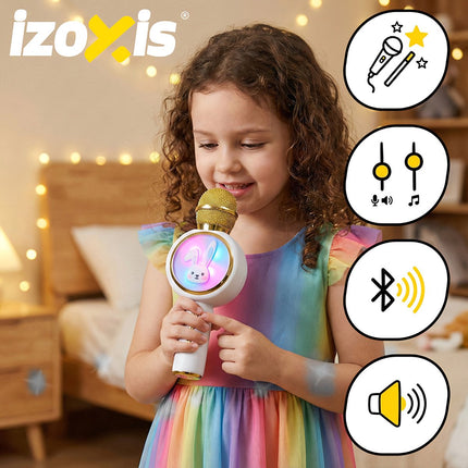 Wireless Bluetooth Karaoke Microphone for Kids, White