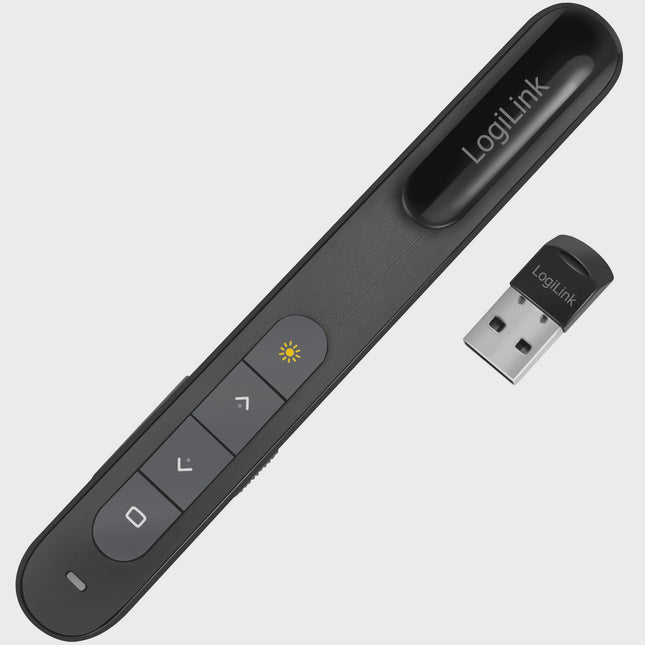 Wireless Presenter with Laser Pointer, Black, 50m Range