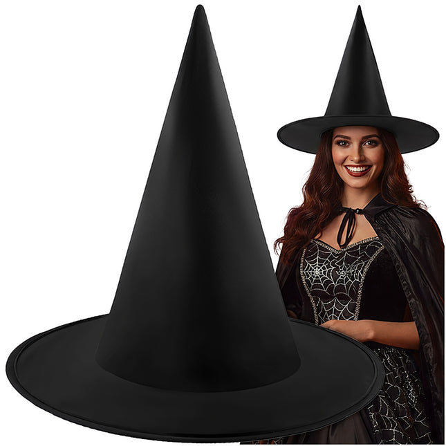 Witch Hat, Black Polyester, Universal Size, Halloween