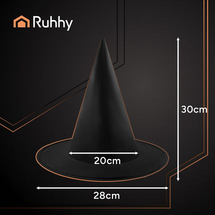 Witch Hat, Black Polyester, Universal Size, Halloween
