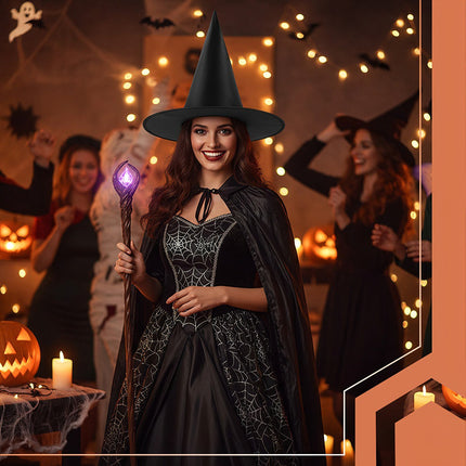 Witch Hat, Black Polyester, Universal Size, Halloween