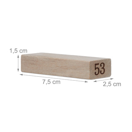 Wobble tower in wood with numbers