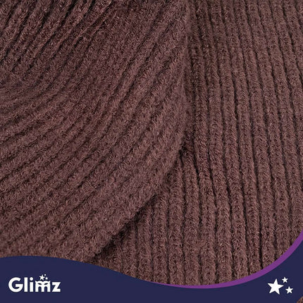 Women's 3-in-1 Balaclava Hood with 30% Wool, Ribbed Knit, Brown