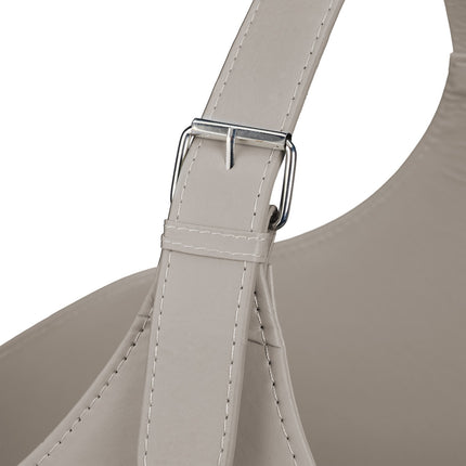 Wood Basket Artificial Leather Light Grey