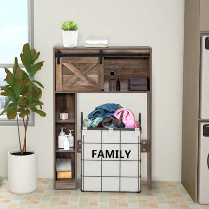 Wood Bathroom Cabinet with Sliding Door, 84x17x128 cm, Brown