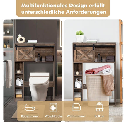 Wood Bathroom Cabinet with Sliding Door, 84x17x128 cm, Brown