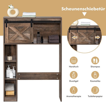 Wood Bathroom Cabinet with Sliding Door, 84x17x128 cm, Brown