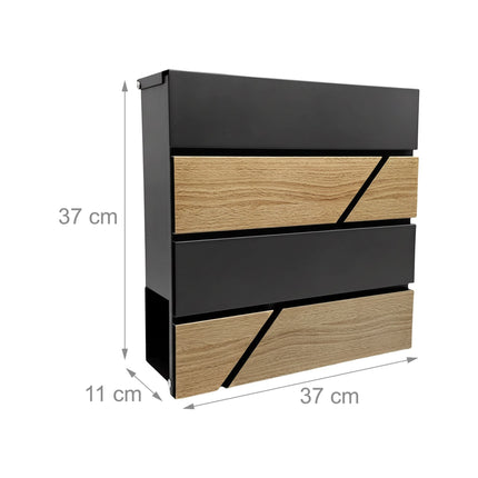 Wood-Effect Outdoor Letterbox with Newspaper Holder