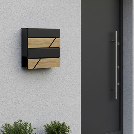 Wood-Effect Outdoor Letterbox with Newspaper Holder