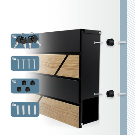 Wood-Effect Outdoor Letterbox with Newspaper Holder