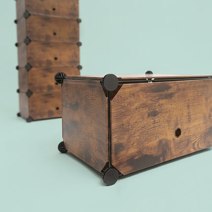 Wood-Effect Shoe Rack, 10 Compartments, Space-Saving