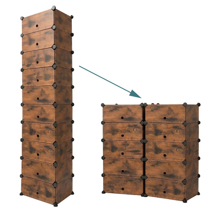 Wood-Effect Shoe Rack, 10 Compartments, Space-Saving