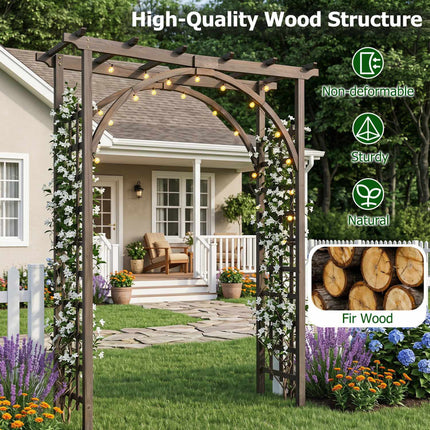 Wood Garden Arch Trellis 85" Tall for Climbing Plants