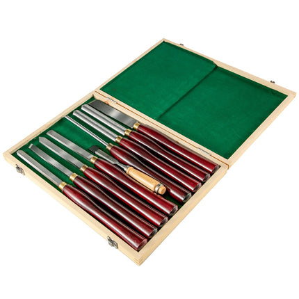 Wood Lathe Chisel Set, 8-Piece HSS With Wooden Case