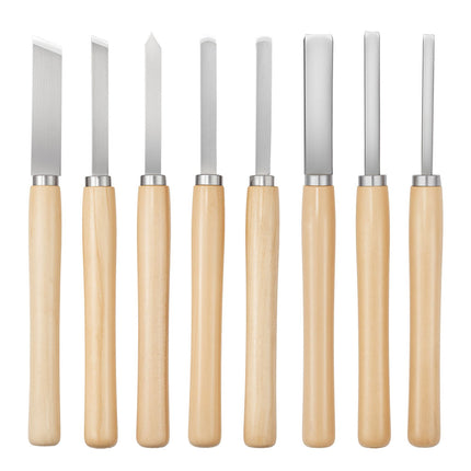 Wood Lathe Turning Tool Set, 8-Piece Carbon Steel, With Oxford Bag