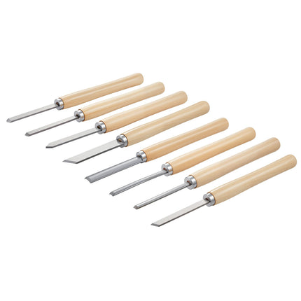 Wood Lathe Turning Tool Set, 8-Piece Carbon Steel, With Oxford Bag