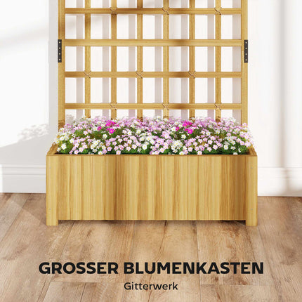 Wood Planter Box with Trellis, Drainage Holes, 90x30x180 cm