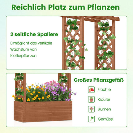 Wood Planter Box with Trellis and Roof, Orange, 66x32x152 cm