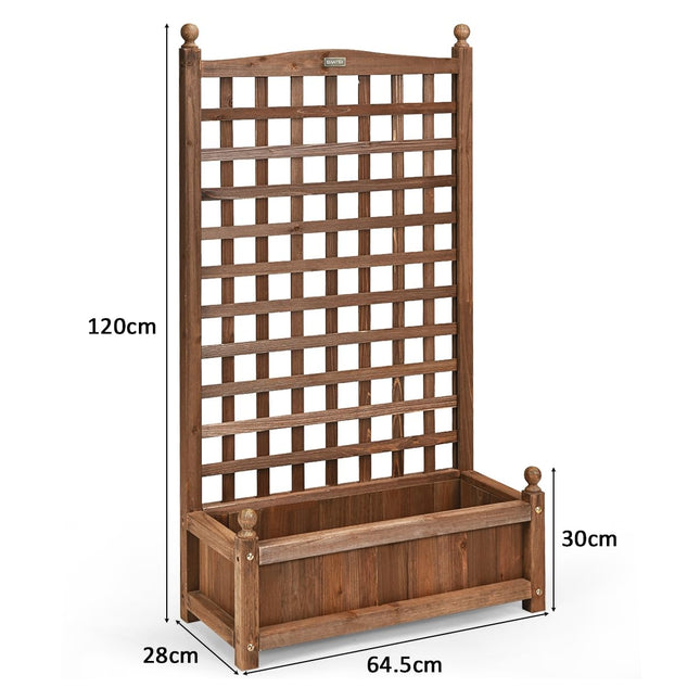 Wood Planter Box with Trellis for Climbing Plants, 64.5x28x120 cm