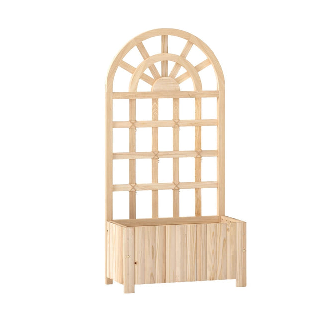 Wood Planter Box with Trellis for Climbing Plants