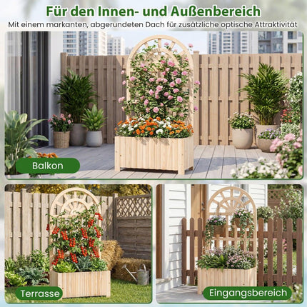 Wood Planter Box with Trellis for Climbing Plants