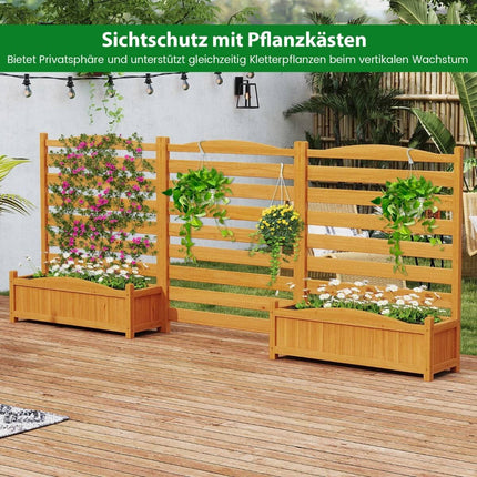 Wood Privacy Screen with Planter Box & Trellis, 91x114 cm