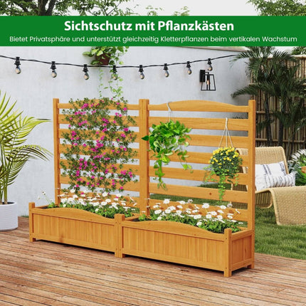 Wood Privacy Screen with Planter Box & Trellis, 91x114 cm