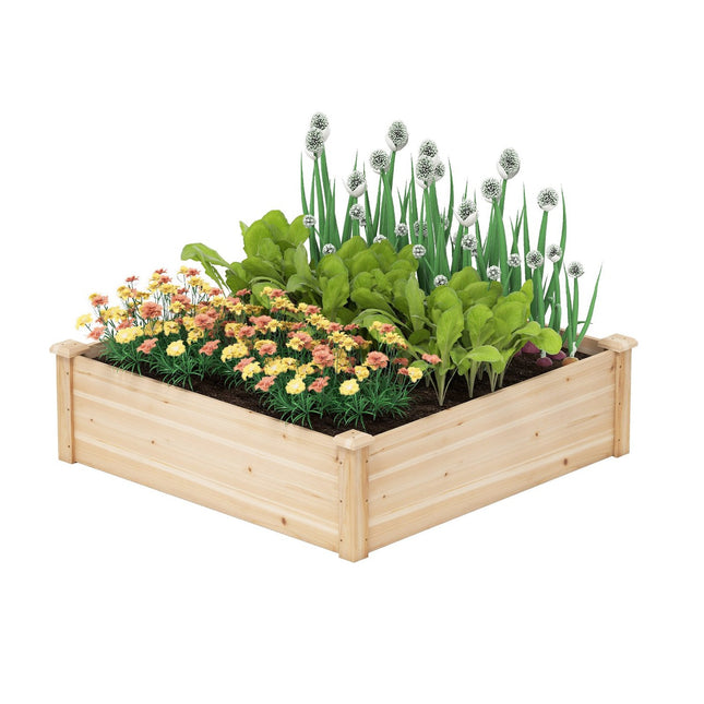 Wood Raised Garden Bed, Open Bottom, 102x102x30 cm