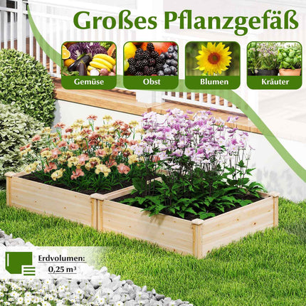 Wood Raised Garden Bed, Open Bottom, 102x102x30 cm