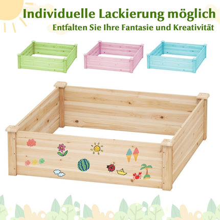 Wood Raised Garden Bed, Open Bottom, 102x102x30 cm