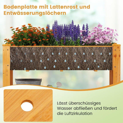 Wood Raised Garden Bed with Shelf & Drainage Holes, 120x60x81 cm