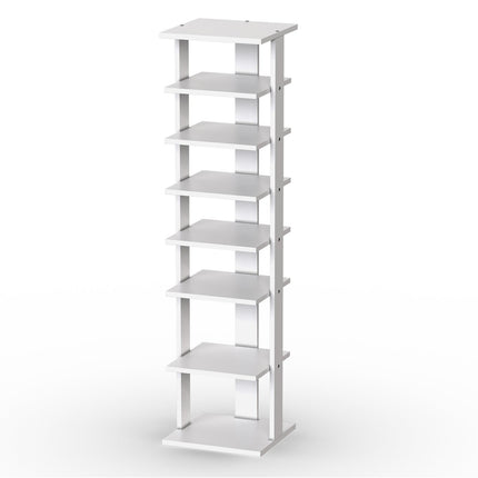 Wood Shoe Rack – 8-Tier Vertical Organizer, White