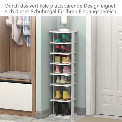 Wood Shoe Rack – 8-Tier Vertical Organizer, White