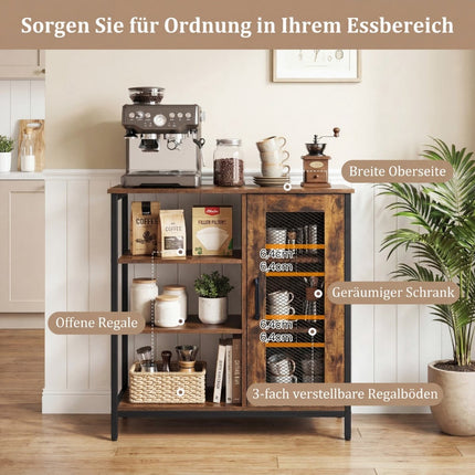 Wood Sideboard with Adjustable Shelves – Brown, 70x30x81 cm