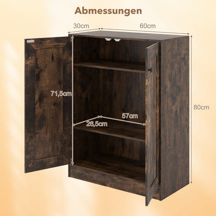 Wood Sideboard with Adjustable Shelves, Rustic Brown