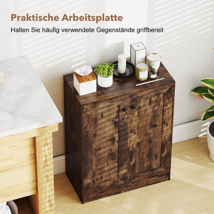 Wood Sideboard with Adjustable Shelves, Rustic Brown