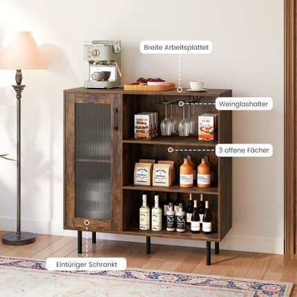 Wood Sideboard with Glass Door & Adjustable Wine Rack