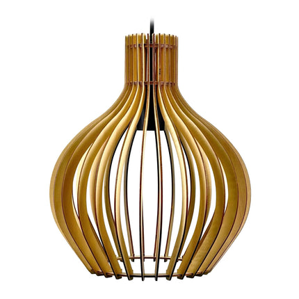 Wood Slat Pendant Light – Dining Room Illumination