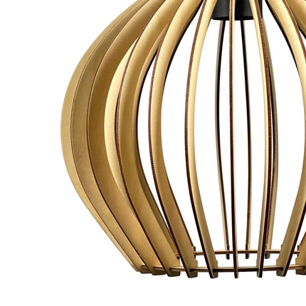 Wood Slat Pendant Light – Dining Room Illumination