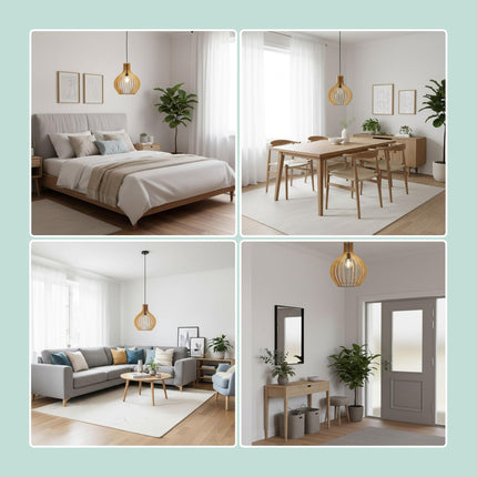 Wood Slat Pendant Light – Dining Room Illumination