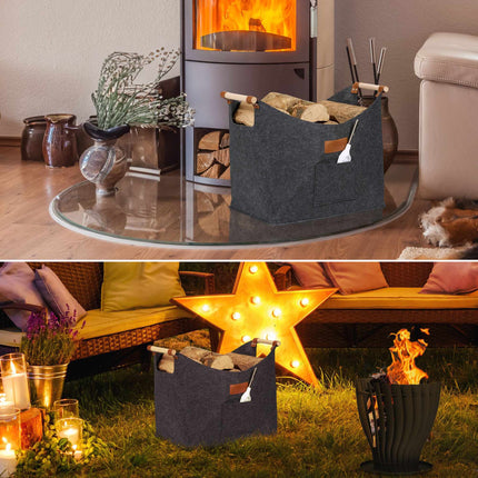 Wood basket in felt