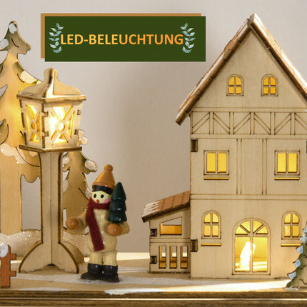 Wooden Advent Calendar with LED Lights, 24-Day Countdown