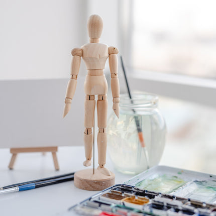 Wooden Articulated Mannequin Set, 30cm, 2-Pack