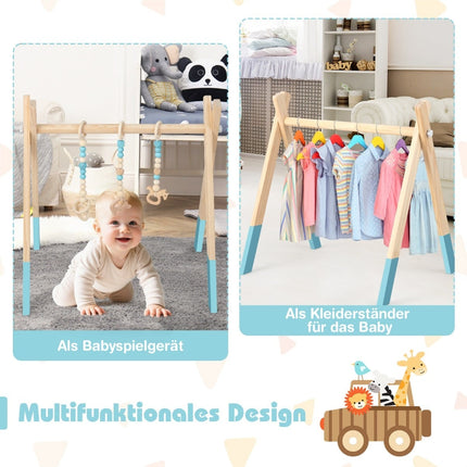 Wooden Baby Gym Activity Center with 3 Toys - Green