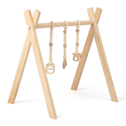 Wooden Baby Gym, Foldable, 3 Hanging Toys, 60x44x60 cm