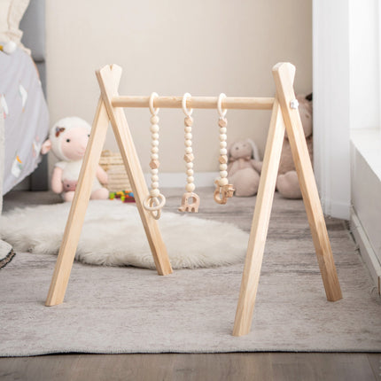 Wooden Baby Gym, Foldable, 3 Hanging Toys, 60x44x60 cm