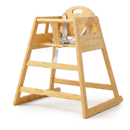 Wooden Baby High Chair with Harness, Natural Pine