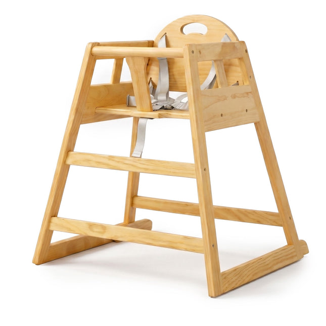 Wooden Baby High Chair with Harness, Natural Pine